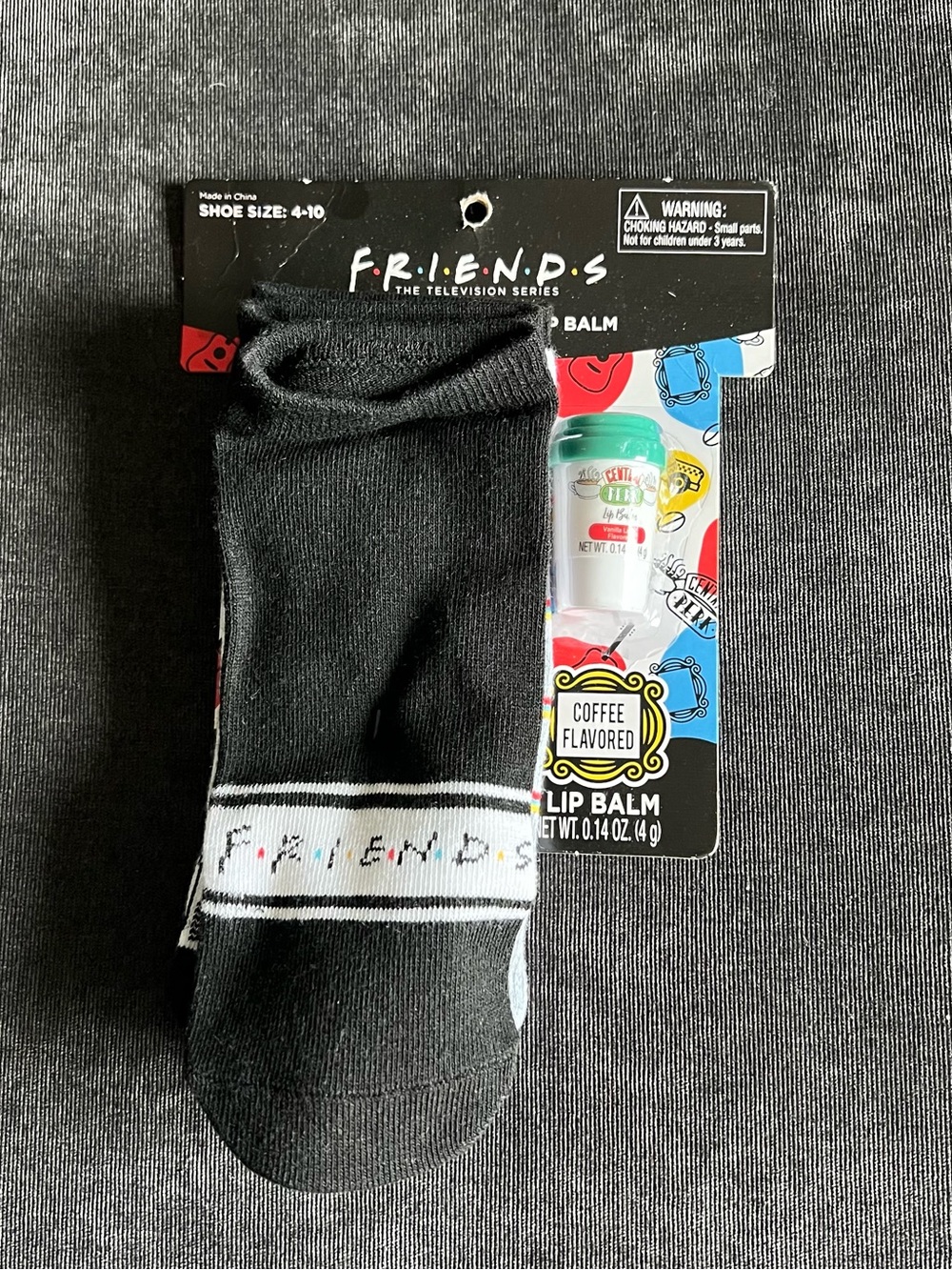 NWT Friends 3 Pairs of Socks and Lip Balm Set